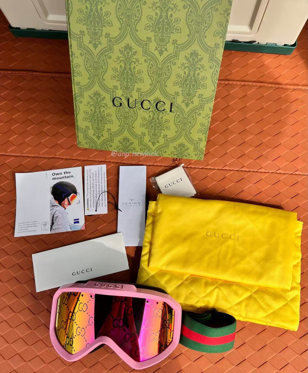 Gucci Ski Goggle Black Pink Olive Green White (7) - newkick.app